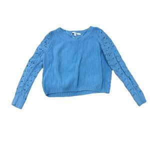 LC Lauren Conrad Women's Blue Knit Cropped Sweater Size Medium